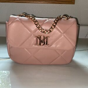 Badgley Mischka small chain crossbody bag with big diamond quilting 2 way blush